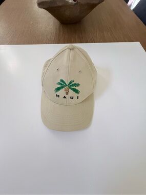 Beige Maui Palm Embroidered Baseball Cap